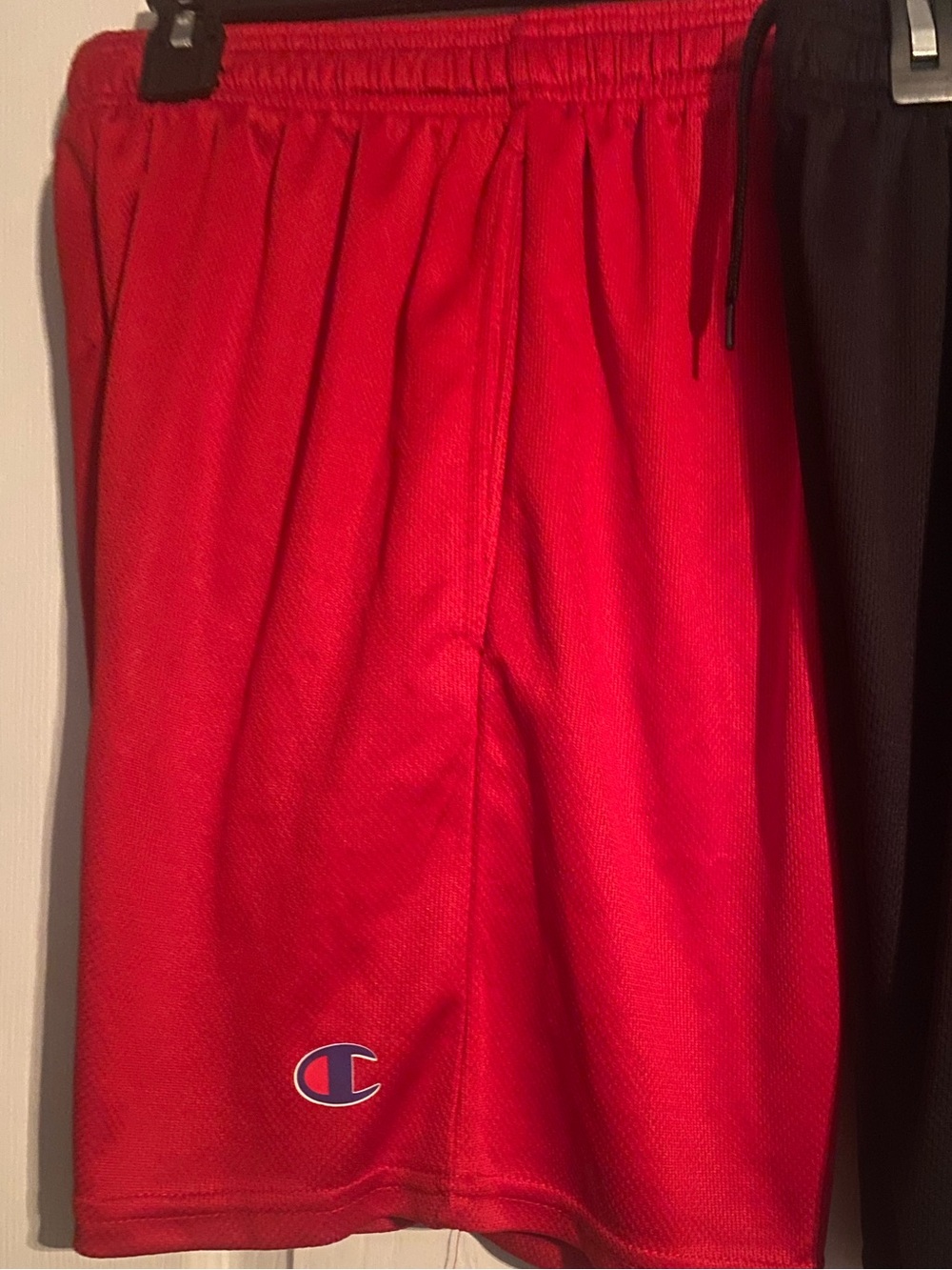 Champion Red Athletic Mesh Shorts with Logo
